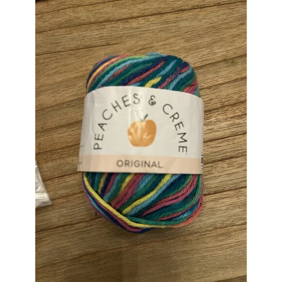 Lot of 2 Peaches n Cream Yarn 2oz/95y Each Cotton Color PSYCHEDELIC Multicolor - Picture 3 of 7